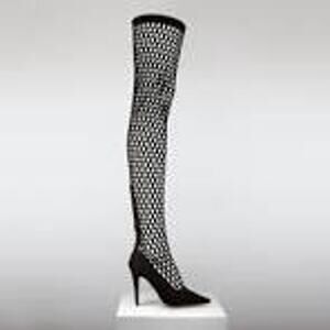 Tamara Mellon Moriyama High 105 Black Suede Boots 35
